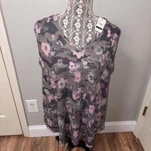 Lane Bryant gray pink floral camouflage tank‎ top nwt 14/16